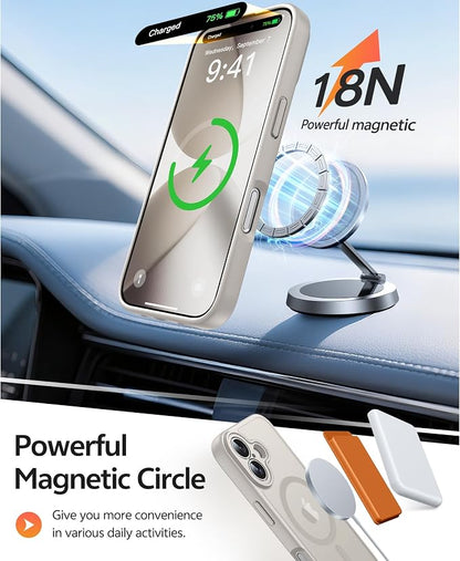 FNTCASE for iPhone 17 Case, Compatible with Magsafe, Glass Screen Protector | Full Camera Protection, Translucent Matte, 14FT Military Grade Drop Proof, Shockproof Protective Phone Cover, Off White