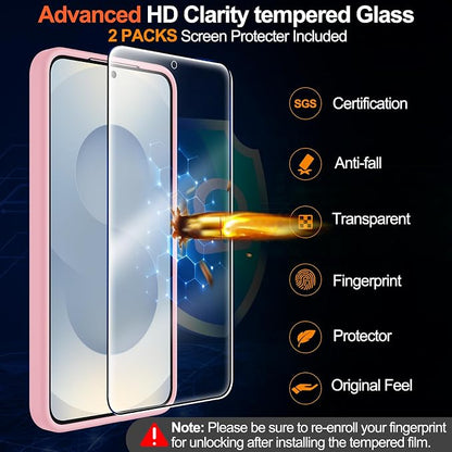 MOZOTER for Samsung Galaxy S25 Case with Magnetic,[Compatible with MagSafe][15Ft Military Dropproof][2*Screen Protector] Translucent Matte Anti-Slip Back Slim Shockproof Case for S25,6.2"(Pink)