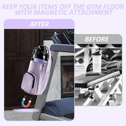 Magnetic Gym Bag for Men and Women, Magnetic Water Bottle Holder for Gym, Small Gym Bag, Gym Gifts for Women and Men (Purple, <40 OZ)