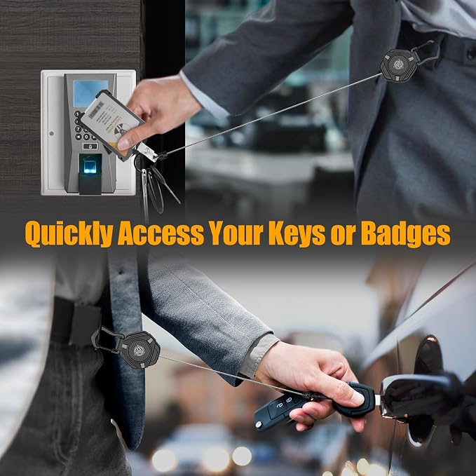 Oaridey Magnetic Retractable Keychain, Heavy Duty Carabiner Badge Holder with Phone Tether Tabs, Tactical ID Badge Reel with 31.8'' Coated Steel Cord and Lobster Clasp, Bearing 10.0 oz - 1 Pack