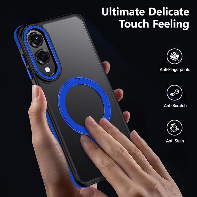 for Samsung Galaxy S25 Edge Case, Magnetic Adjustable Ring Stand [Fit for Magsafe], [Military-Grade Shockproof Protection] Phone Case with Kickstand&Ring Holder (Blue)