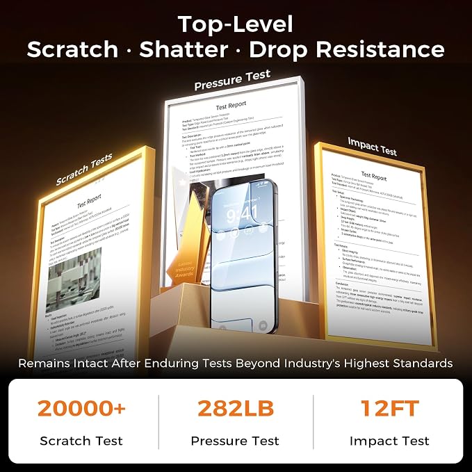 NeverBreak 9H+ Hardness for iPhone Air Screen Protector 12FT Military Grade Protection (Scratch, Shatter, Drop Resistance) Tempered Glass Full Edge Coverage 6.5" 2025, 2 Pack with De-Bubble Card