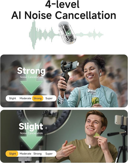 MAONO Wave T1 Mini Wireless Lavalier Microphone for iPhone 16 15 Android Tablet with USB-C Plug, Noise Cancellation, AI Voice Filter, 30H Used with Charging Case for Video Recording TikTok-White