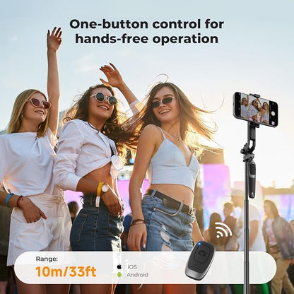 K&F CONCEPT 71" Phone Tripod, Auto Open Selfie Stick with 4 Legs & Stabilizing Handle, 360° Rotation Cell Phone Tripod Stand with Wireless Remote Control, Compatible with iPhone, Android, Camera