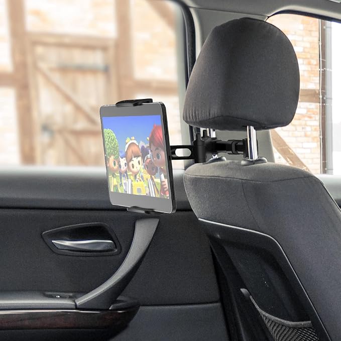 Car Headrest Backseat Mount, 360° Rotating Adjustable Car Backseat Headrest Tablet/Phone Holder, Compatible for All 4"-11" Tablets, cellphones, iPhone, iPad Air Mini,Tabs.