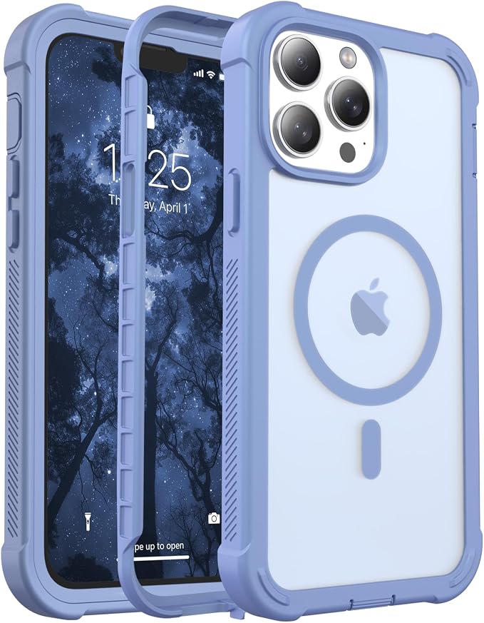 jaroco Magnetic for iPhone 13 Pro Max Case, [Compatible with MagSafe][Military Grade Drop Protection][Heavy Duty Protection][Non-Slip][Shockproof] 2-Layer Durable Bumper Phone Case 6.7''-Blue Purple