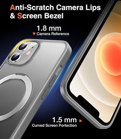 Chicfun 3-in-1 [Magnetic+Kickstand+Ring Holder] for iPhone 12/12 Pro Case Stand Ring Holder Compatible with MagSafe, Military Shockproof Protective iPhone 12/12 Pro Phone Case Kickstand Cover Grey