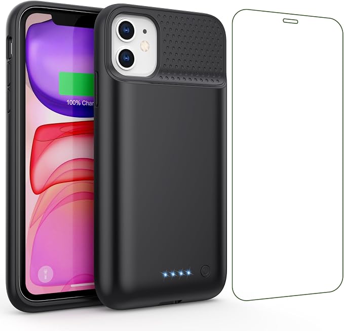 Battery Case for iPhone 11/XR, 7500mAh Ultra-Slim Portable Charging Case Rechargeable Protective Battery Pack for iPhone 11 and iPhone XR External Charger Case 6.1 Inch-Black