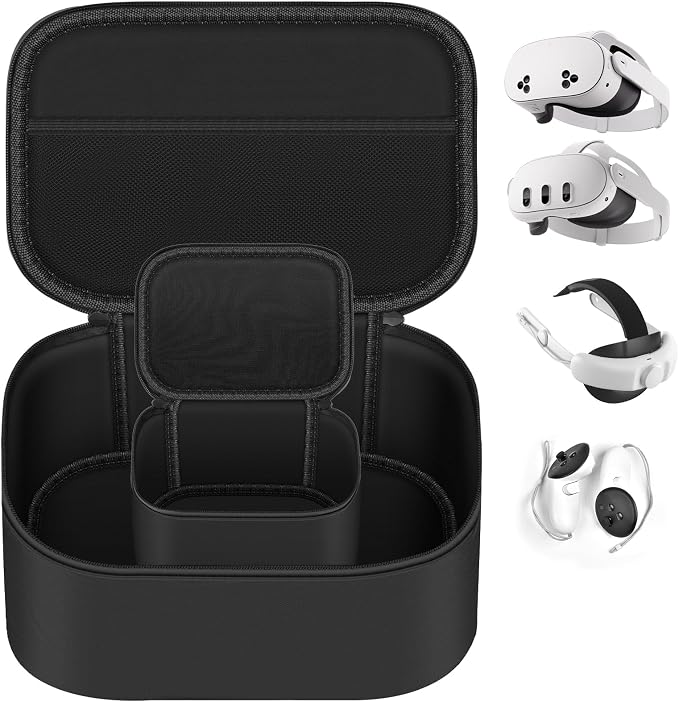 Tech Gear Protection Bundle: Carrying Case for Anker Prime Power Bank & Storage Bag Compatible with Meta Quest 3/2 VR Headset, All-in-One Organizer for Charging and Entertainment