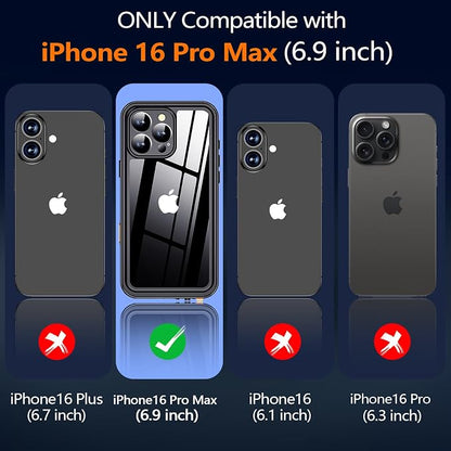 xiwxi for iPhone 16 Pro Max Case Waterproof,[IP68 Underwater][Built-in Screen Protector & Camera Protector][15FT Military Dropproof][Dustproof] Full Body Shockproof Protective Phone Case 6.9"