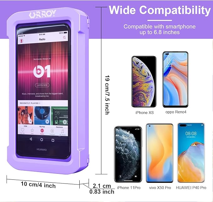 URROY Shower Phone Holder Waterproof, 360° Rotation Shower Phone Case, Anti-Fog High Sensitivity Universal Cover Mount Stand for Bathroom Wall Mirror Bathtub Kitchen, Gift for Men Women