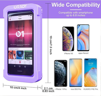 URROY Shower Phone Holder Waterproof, 360° Rotation Shower Phone Case, Anti-Fog High Sensitivity Universal Cover Mount Stand for Bathroom Wall Mirror Bathtub Kitchen, Gift for Men Women