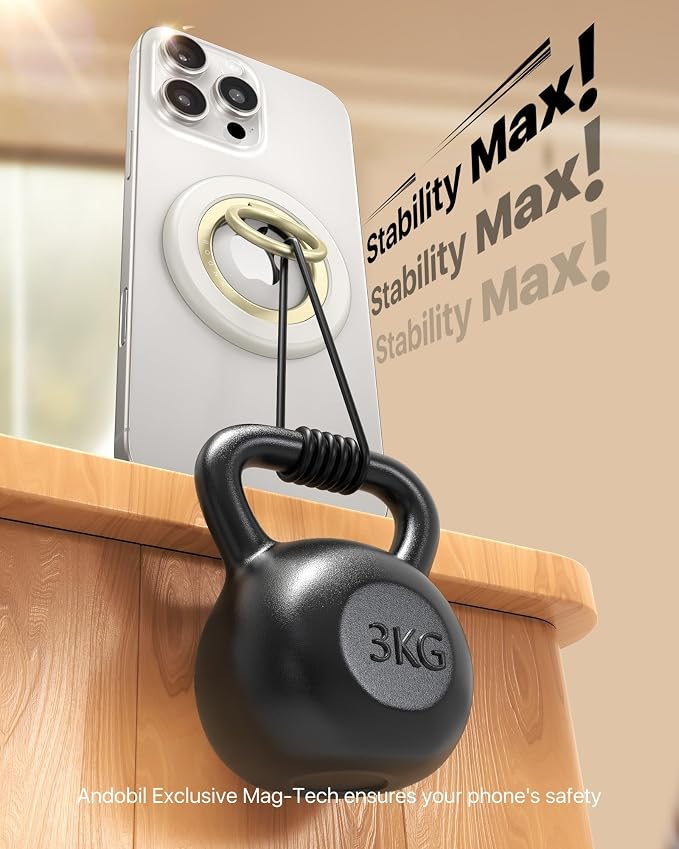 andobil 2026 3rd Gen Magnetic Phone Grip for MagSafe [360° Rotatable & Ultra-Stable] Double-sided Magnet Cell Phone Ring Holder Compatible with MagSafe Accessories&iPhone 17 Air 16 Pro Max 15 14 13 12