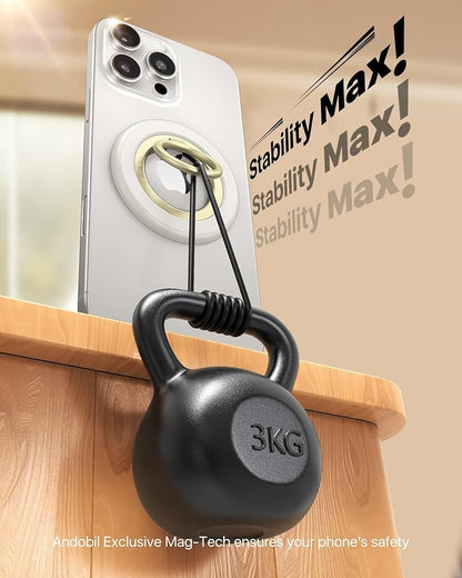 andobil 2026 3rd Gen Magnetic Phone Grip for MagSafe [360° Rotatable & Ultra-Stable] Double-sided Magnet Cell Phone Ring Holder Compatible with MagSafe Accessories&iPhone 17 Air 16 Pro Max 15 14 13 12