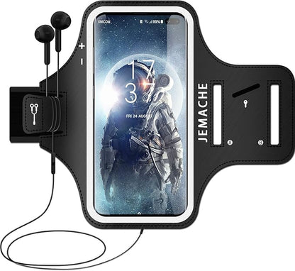 JEMACHE Armband for Samsung Galaxy S25 S24 S23 S22 S21, Gym Workouts Running Phone Arm Band Fits Otterbox Defender Case