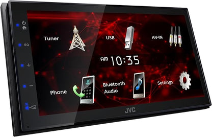 JVC KW-M180bt 6.8" Car Monitor iPhone Android Bluetooth Receiver USB/3 Pre-Outs Bundle with Backup Camera