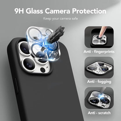 GONEZ for iPhone 14 Pro Max Case Silicone, Compatible with MagSafe, with Screen Protector + Camera Lens Protector, Liquid Silicone Shockproof Protective Phone 14 ProMax Case 6.7", Black