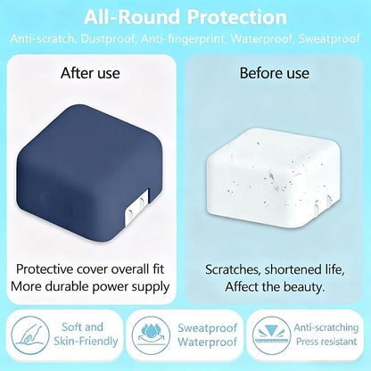 40W Soft Silicone Charger Sleeve Case Protective Cover for Apple 40W Power Adapter & 60W Max Charger, with iPhone 17/16/15, MacBook Air 13/13.6/15, Apple Watch Accessories. Navy Blue