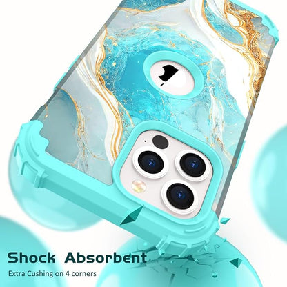 Hocase for iPhone 14 Pro Max Case, Heavy Duty Shockproof Protection Soft Silicone Rubber+Hard Plastic Bumpers Hybrid Protective Case for iPhone 14 Pro Max 2022 - Teal