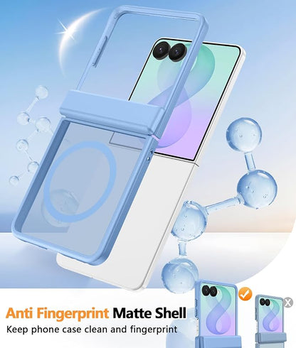 FNTCASE for Samsung Galaxy Z Flip 8 Case, Fit for Magsafe, Screen Protector | Hinge Protection, Translucent Matte, 18FT Military Grade Drop Proof, Protective Phone Cover, Light Light