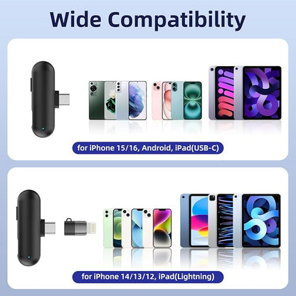 Wireless Lavalier Microphone for iPhone 17/16/15 - Ai Noise Cancelling Mini Microphone USB C Clip on Lapel Mic with Charging Case for Video Recording Vlogging Tiktok YouTube
