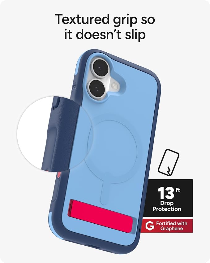 ZAGG Sedona Snap Case with Kickstand for iPhone 17 - Blue Royal Ember, Drop Protection (13ft/4m), Multi-Layer Protection, with Camera Button, MagSafe Phone Case with Impact-Absorbing Bumpers
