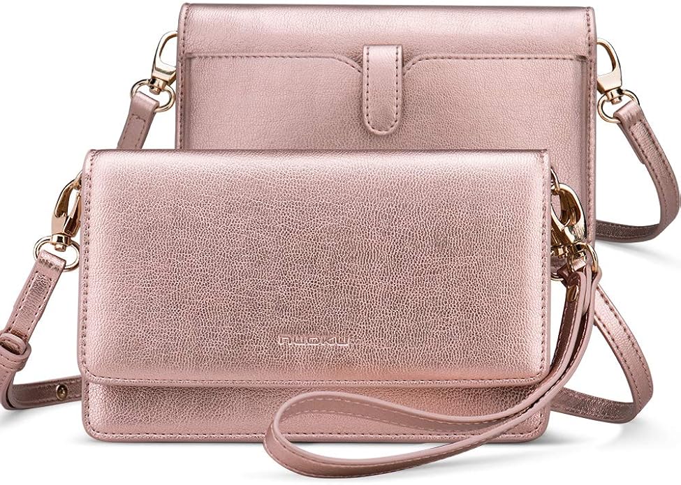 nuoku Women Small Crossbody Bag Cellphone Purse Wallet with RFID Card Slots 2 Straps Wristlet