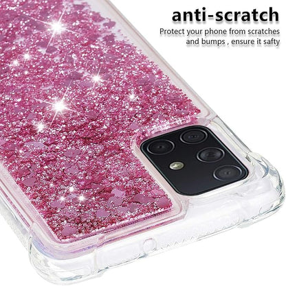 Bumper Case für Galaxy A71 Bling Rose Gold, Women Girls Liquid Protective Cover TPU Silicone Bumper Phone Case Glitter Floating Quicksand Shell Shockproof Scratch Compatible with Samsung Galaxy A71