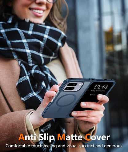 FNTCASE for Google Pixel 10-Pro-Fold Magnetic Case: Translucent Matte Textured Military Grade Drop Protection Cell Phone Cover - Slim Rugged Durable Shockproof Protective Bumper Cases