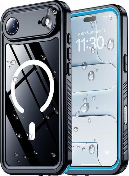 SPIDERCASE Magnetic for iPhone Air Case Waterproof, Built-in Lens & Screen Protector,[IP68 Underwater][15FT Military Shockproof] [Dustproof] Full Body Protection Cover for iPhone 17 Air 6.5’’,Blue