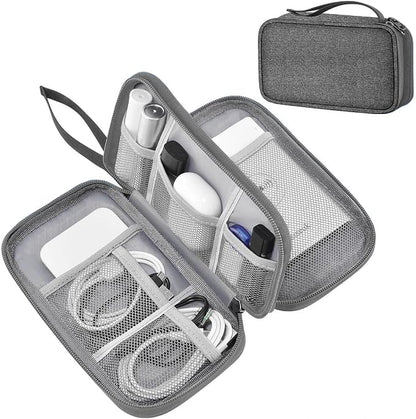 ZINMARK Portable Cable Organizer Case,Travel Pouch with Double-Layer Storage for Cables,Chargers,Earbuds & Phone,Dark Gray