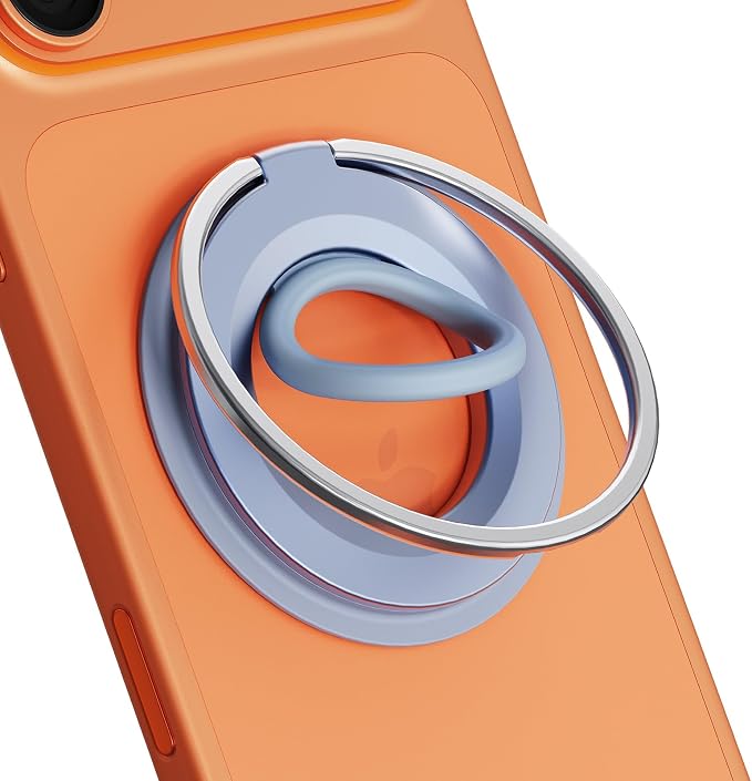 Magnetic Phone Grip for iPhone, 360° Rotation Silicone Phone Ring Grip,Metal Finger Kickstand Compatible with Magnetic Accessories for iPhone 17/16/15/14 Air Pro Max