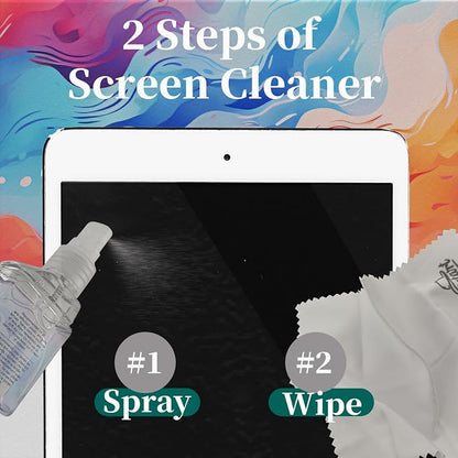 2-Pack Eye Glasses Cleaner Spray, Travel-Sized Screen Cleaning Kit with Touchscreen Mist for iPhone, Sunglasses, Computer, Laptop Screens, Phone Electronics with Eyeglass Cloth and Case Lid - Hatstart