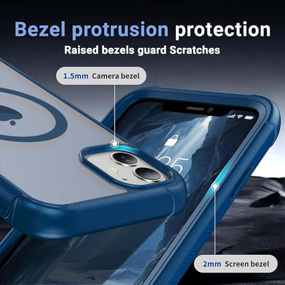 jaroco Magnetic for iPhone 11 Case, [Compatible with MagSafe][Military Grade Drop Protection][Heavy Duty Protection][Non-Slip][Shockproof] 2-Layer Durable Bumper Phone Case 6.1''-Deep Blue