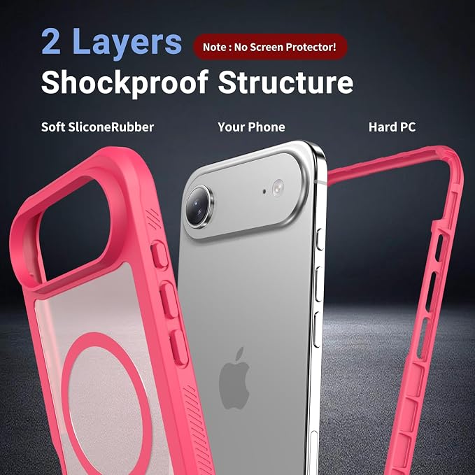 jaroco Magnetic for iPhone Air Case, [Compatible with MagSafe][Military Grade Drop Protection][Heavy Duty Protection][Non-Slip][Shockproof] 2-Layer Durable Bumper Phone Case 6.5''-Rose