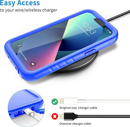 SPORTLINK Compatible with iPhone 13 Waterproof Case - Full Body Shockproof Dustproof Phone Screen Protector Rugged Waterproof Case for iPhone 13 6.1 Inches Blue
