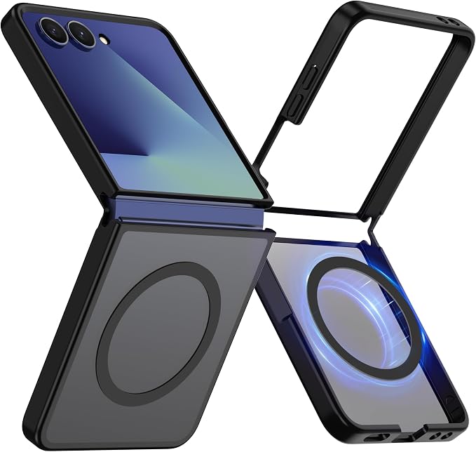 Pilaru for Samsung Galaxy Z Flip 7 case [Compatible with Magsafe] Translucent Matte Magnetic flip 7 Phone Case,Slim Thin Duty Shockproof Protection zflip 7 Case-Black