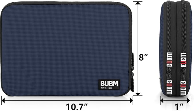 BUBM Double Layer Electronics Organizer, Travel Gadget Bag for Cables, Memory Cards, Flash Hard Drive and More, Fit for iPad or Tablet(up To 9.7")--Large, Dark Blue | Travel Gadget Bag For Cables, Memory Cards, Flash Hard Drive and More, Fit For iPad o...