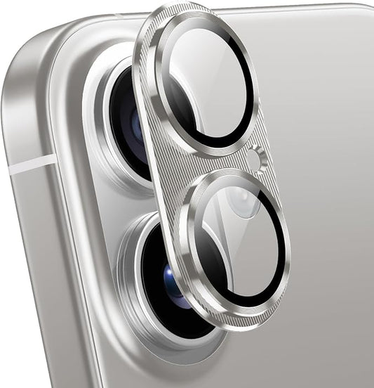 Korecase for iPhone 17/iPhone 16/iPhone 16 Plus Camera Lens Protector -[Scratch-resistant][Strong adhesion][Case Friendly] Metal Tempered Glass Rear Camera Screen Cover -Silver
