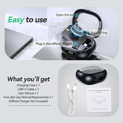 Tensea Portable Charging Case Compatible with Oura Ring Gen 4 & Gen 3, 2000mAh Wireless Power Station, Universal Fit, 30-Day Runtime Charger Accessories (Official Charger NOT Included)