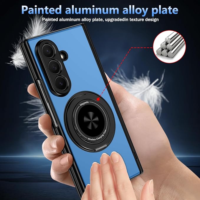 Hekodonk for Galaxy Z Fold 8 Ultra Case with 360 Rotatable Stand,[Compatible with MagSafe][Front Screen Protector],Magnetic Ring Holder with Hinge Protective Case for Samsung Z Fold 8 Ultra,Blue