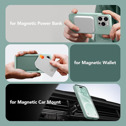 GONEZ for iPhone 14 Pro Case, Compatible with Magsafe, with Screen Protector + Camera Lens Protector, Soft Anti-Scratch Microfiber Lining, Shockproof Liquid Silicone Phone Cover, Mint Green