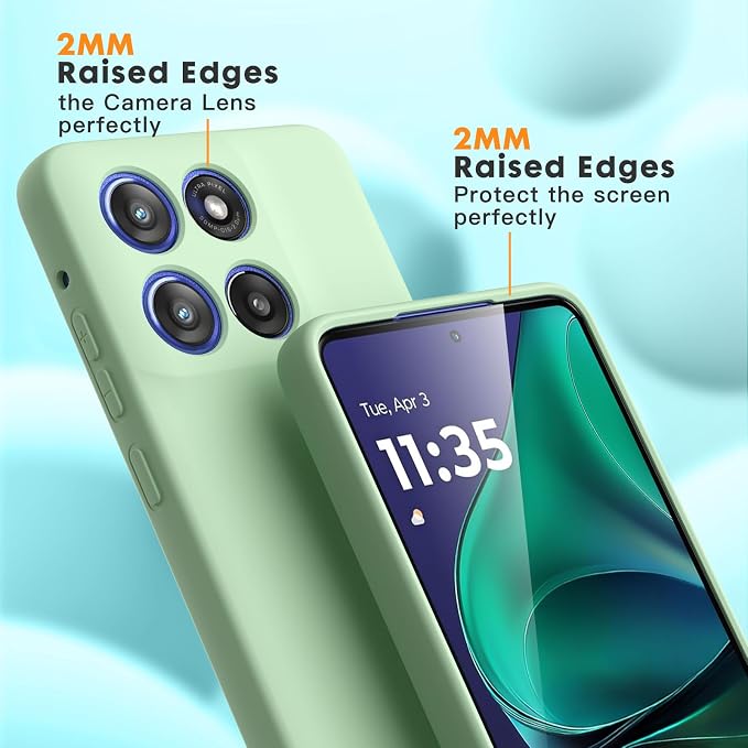 Case for Motorola Moto G Stylus 5G 2025, 2 Pack Tempered Glass Screen Protectors, Soft TPU Liquid Silicone Shockproof Gel Case-Matcha Green