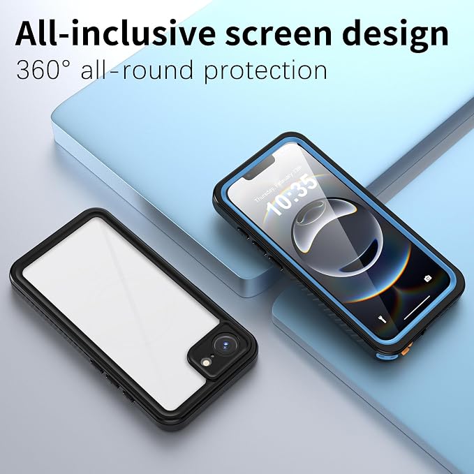 ANTSHARE for iPhone 16E Case, IP68 Waterproof with Built-in Screen Protector&Lens Protector [14FT Military Shockproof] Full Body Heavy Duty Protective Phone Case for iPhone 16E, Blue