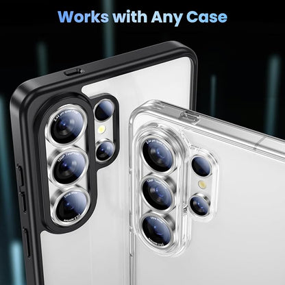 Uyiton for Samsung Galaxy S26 Ultra Camera Lens Protector - [Case-Friendly][Not Easy to Break][Ultra-Thin] Military-Grade Tempered Glass with Aluminum Metal Rear Camera Screen Cover - White