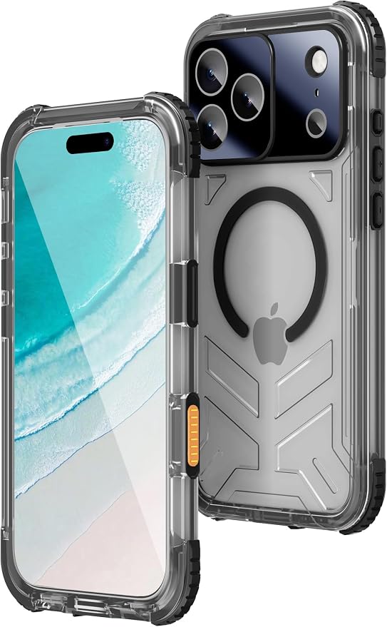 WIFORT for iPhone 17 Pro Waterproof Case, [Fit for Magsafe] with Sapphire Lens & Screen Protector, IP68 Full Body 15FT Military Shockproof, Magnetic Frosted Phone Cover with Lanyard, 6.3" Black