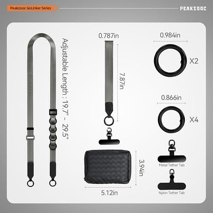 Phone Lanyard Crossbody, Clip and Go Phone Strap Crossbody, Adjustable Cell Phone Strap with Detachable Pouch for All Smartphones, Gray