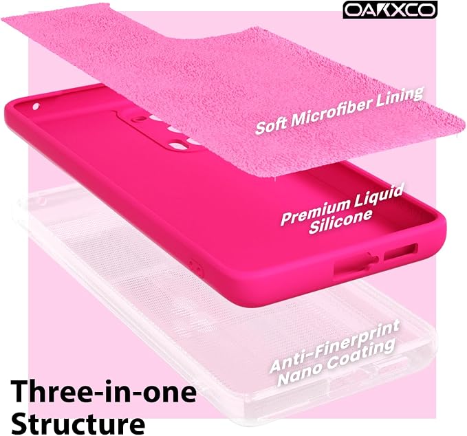 oakxco for Motorola Moto Edge 2021/Edge 2021 5G UW Phone Case Liquid Silicone, Neon Bright Solid Color, Thin Slim Soft Rubber Gel Matte TPU Plain Simple Cover for Women Girl Cute, Hot Pink Fuchsia