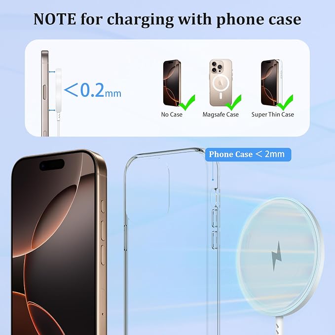 10FT Wireless Charger,[Apple MFi Certified] Magnetic iPhone Charger, 2Pack Fast Mag-Safe Charging iPhone Wireless Charger, Long Pad for iPhone 17 Pro Max/Air/17e/16e/16Pro/15/14/13/12/AirPods4/3/Pro3