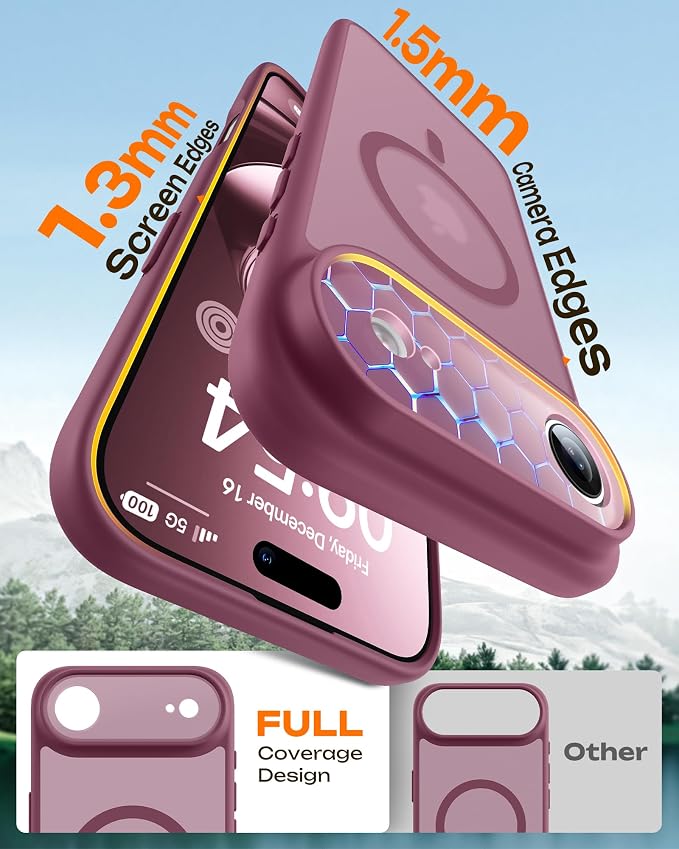 TOCOL for iPhone Air Case, Compatible with Magsafe Charger, Full Camera Protection, Drop Protection, Translucent Matte Phone Case for iPhone 17 Air 6.5 inch (Plum)